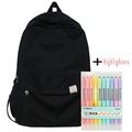 Laidan-Fashion Female Kawaii Erasable Highlighters+School Bags Girl Travel Laptop Cute Book Bag Women College Backpack Student Ladies-Black