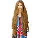 Skpblutn Human Hair Wig Wig Long Full Fashion Wig Curly 100CM Hair Synthetic Party Natural Girl wig Headband Wigs Brown
