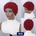 Short Curly Pixie Cut Wig Human Hair Wigs Glueless Machine Made Wig Cheap Short Wigs Human Hair 180% Density Burgundy Colored