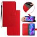 For iPhone 13 Pro Max Wallet Case with [RFID Blocking] [Wrist Strap] [Support Kickstand] Leather Lattice Embossed Flip Magnetic Clasp Cover Credit Card Holder Case For iPhone 13 Pro Max Red