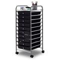 MYXIO 10-Drawer Storage Cart Rolling Drawer Trolley Mobile Organizer Cart Scrapbook Paper Organizer for Office Home and School Office Organizer Tools Multipurpose Utility Cart (Black)