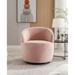 Velvet Swviel Barrel Living Room Leisure Accent Armchair with Black Powder Coating Metal Ring Swivel Chair Pink