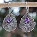 Princess Palace in Purple,'Teardrop Sterling Silver Dangle Earrings with Amethyst Gems'