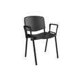 Volta Plastic Stacking Conference Office Chair With Arms (Black Frame), Black, Express Delivery