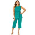 Plus Size Women's 2-Piece Linen Capri Set by Jessica London in Waterfall (Size 14) Washable Rayon Linen Blend