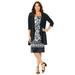 Plus Size Women's Soft Knit Jacket Dress by Catherines in Black Floral Petals (Size 1X)