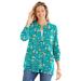 Plus Size Women's Perfect Long-Sleeve Cardigan by Woman Within in Aquamarine Pretty Bloom (Size 2X) Sweater