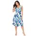 Plus Size Women's Floral Print Dress by Jessica London in Dark Sapphire Watercolor Floral (Size 18 W)