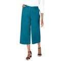 Plus Size Women's Chino Wide-Leg Crop by Jessica London in Deep Teal (Size 22 W)