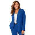 Plus Size Women's Linen Blazer by Jessica London in Dark Sapphire (Size 14 W) Jacket