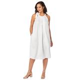 Plus Size Women's DenimTie-Neck Dress by Jessica London in White (Size 12 W)