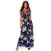 Plus Size Women's Romantic Ruffle Dress by Roaman's in Navy Cherry Blossom (Size 28 W)