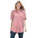 Plus Size Women's Short-Sleeve Button Down Seersucker Shirt by Woman Within in Vivid Red Gingham (Size 6X)