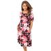 Plus Size Women's A-Line Jersey Dress by Jessica London in Tea Rose Graphic Floral (Size 34/36)