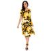 Plus Size Women's A-Line Jersey Dress by Jessica London in Sunset Yellow Graphic Floral (Size 18/20)