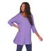 Plus Size Women's Three-Quarter Sleeve Embellished Tunic by Roaman's in Lavender Rhinestone (Size 42/44) Long Shirt