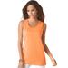 Plus Size Women's Scoopneck Tank by Roaman's in Orange Melon (Size 1X) Top 100% Cotton Layering A-Shirt