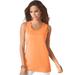 Plus Size Women's Scoopneck Tank by Roaman's in Orange Melon (Size 2X) Top 100% Cotton Layering A-Shirt