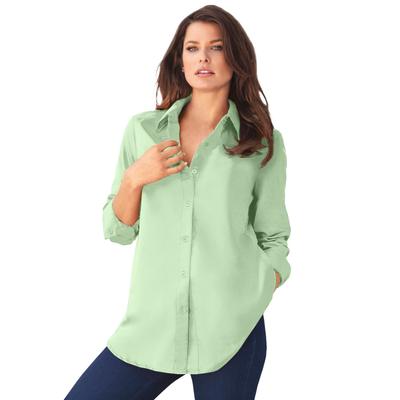 Plus Size Women's Kate Long Sleeve Shirt by Roaman's in Green Mint (Size 22 W) Button Down Shirt Blouse
