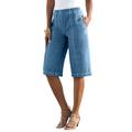 Plus Size Women's Complete Cotton Bermuda Short by Roaman's in Light Stonewash (Size 12 W) Shorts