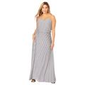 Plus Size Women's Stretch Knit Blouson Maxi Dress by Jessica London in Black Stripe (Size 14/16)