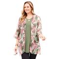 Plus Size Women's Seasonless Cascade Kimono by Catherines in White Etched Floral (Size 1X)