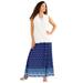 Plus Size Women's Ultrasmooth® Fabric Maxi Skirt by Roaman's in Blue Border Print (Size 30/32) Stretch Jersey Long Length