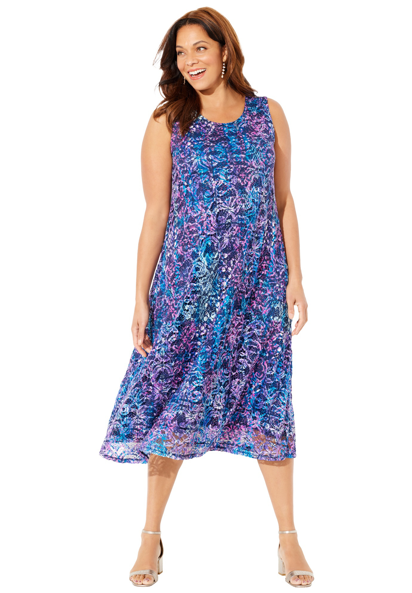 Plus Size Women's Printed Lace Dress by Catherines in Multi Mixed Medallion (Size 4X)