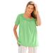 Plus Size Women's Crochet-Trim Knit Top by Woman Within in Pistachio (Size 38/40) Shirt