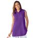 Plus Size Women's Sleeveless Polo Tunic by Woman Within in Purple Orchid (Size 1X)