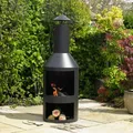 Kingfisher Garden Metal Outdoor Log Burner With Integrated Log Storage