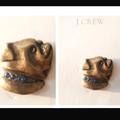 J. Crew Jewelry | J. Crew Gold Tone Bulldog With Blue Rhinestone Collar Lapel Tac Pin | Color: Blue/Gold | Size: Os
