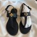 Tory Burch Shoes | Nib Tory Burch Navy Laura Flat Sandal. Leather Size 9.5. | Color: Blue | Size: 9.5