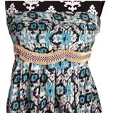 Free People Dresses | Free People Dress Strapless Babydoll Rattan Belt Blue Black White Fit N Flare 2 | Color: Blue/White | Size: 2