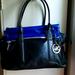 Michael Kors Bags | Michael Kors Tippi Royalblue/Blk Sapphire Leather Shoulder Bag (Very Rare Find) | Color: Black/Blue | Size: 12 W X 8 H X 4