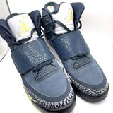 Nike Shoes | Nike Air Jordan 6.5 Youth Son Of Mars Armory Navy Gray Lime White High Top | Color: Blue/Yellow | Size: 6.5 Youth