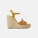Zara Shoes | Nwot. Zara Mustard Espadrille Embossed Animal Print Wedges Sandals | Color: Cream/Tan | Size: 6.5