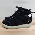 Nike Shoes | Nike Air Force 1 Utility Mid Black Half Blue White Shoes Aq958-001-Mens Sz 9.5 | Color: Black/Blue | Size: 9.5