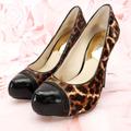 Michael Kors Shoes | Michael Kors Women's Leopard Print Heels Pumps Shoes Size 6m Black/Brown Cap Toe | Color: Black/Brown | Size: 6