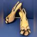 Kate Spade Shoes | New Kate Spade New York Billow Bow Sling Back Beige Heeled Peep Toe Sandals | Color: Black/Tan | Size: 7