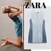 Zara Dresses | New Zara Trf Patchwork Denim Short Sleeveless Dress Small 6688/006 Nwt | Color: Blue | Size: S