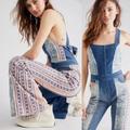 Free People Pants & Jumpsuits | New Free People Dallas Denim Jeans Jumpsuit Stars Stripes Flare Pants 14 16 | Color: Blue/Red | Size: Various