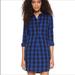 Madewell Dresses | Madewell Flannel Shirt Dress Blue/Black Buffalo Plaid Xs | Color: Black/Blue | Size: Xs