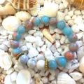 Anthropologie Jewelry | New, Anthropologie, Jasper W/ Blue Howlite Bracelet, Beaded Statement Bracelet | Color: Blue/Pink | Size: Os