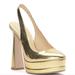 Jessica Simpson Shoes | Jessica Simpson Mayria Slingback Platform Heels Size 9 Metallic Gold New | Color: Gold | Size: 9