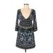Bailey Blue Casual Dress - Mini V-Neck 3/4 sleeves: Blue Dresses - Women's Size Medium