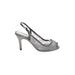 Adrianna Papell Heels: Slingback Stilleto Cocktail Party Gray Solid Shoes - Women's Size 8 - Peep Toe