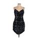 Aidan Mattox Cocktail Dress - Mini V-Neck Sleeveless: Black Print Dresses - Women's Size 10
