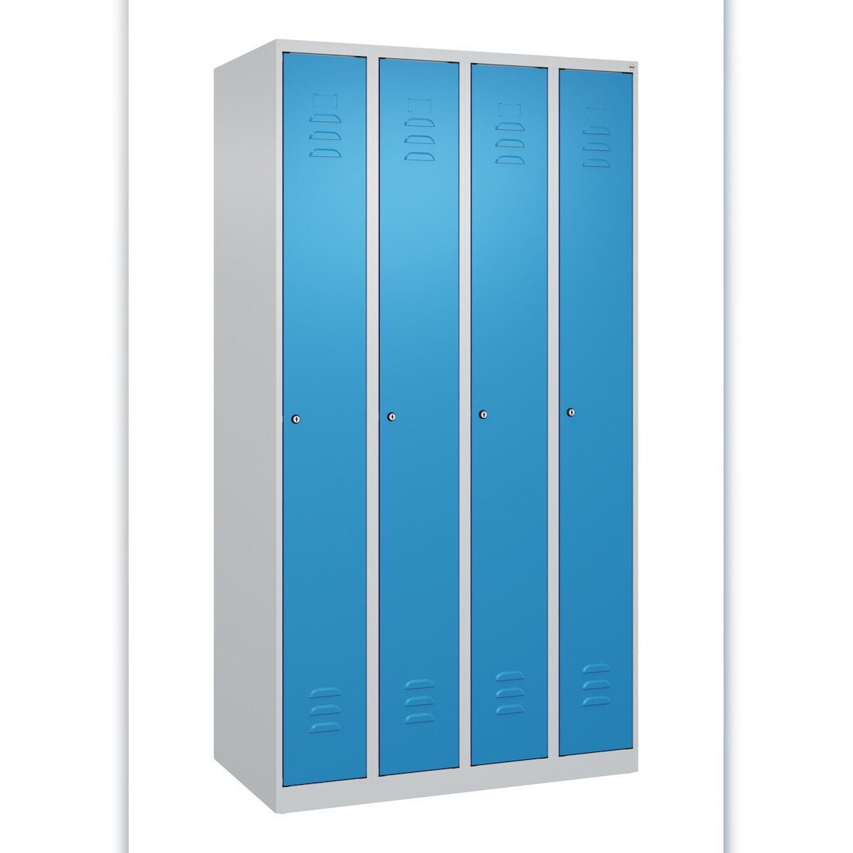 C+P Spind Classic PLUS, 4 Abteile, HxBxT 185x100x50cm, Zylinderschloss, Hellgrau/Lichtblau von PROREGAL Image