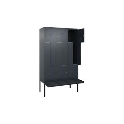 C+P Z-Spind Classic PLUS, Kunststoff schwebende Sitzbank, 6 Abteile, HxBxT 212x120x82cm, Zylinderschloss, Anthrazit von PROREGAL Image